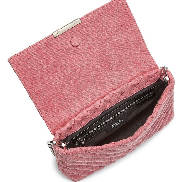 Isabel Marant NWT Merine Quilted Denim Shoulder  Crossbody Bag Pink - Picture 16 of 16